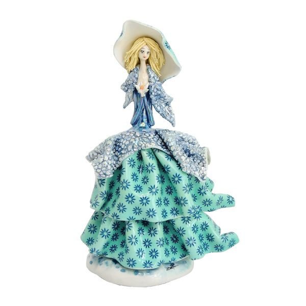 картинка Фарфоровая статуэтка "Леди с цветком в лазурном" ZP-50191 от магазина El Corazon