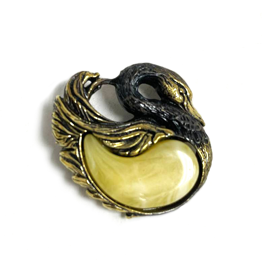 картинка Брошь Лебедь 1058.4-Б, белая от магазина El Corazon