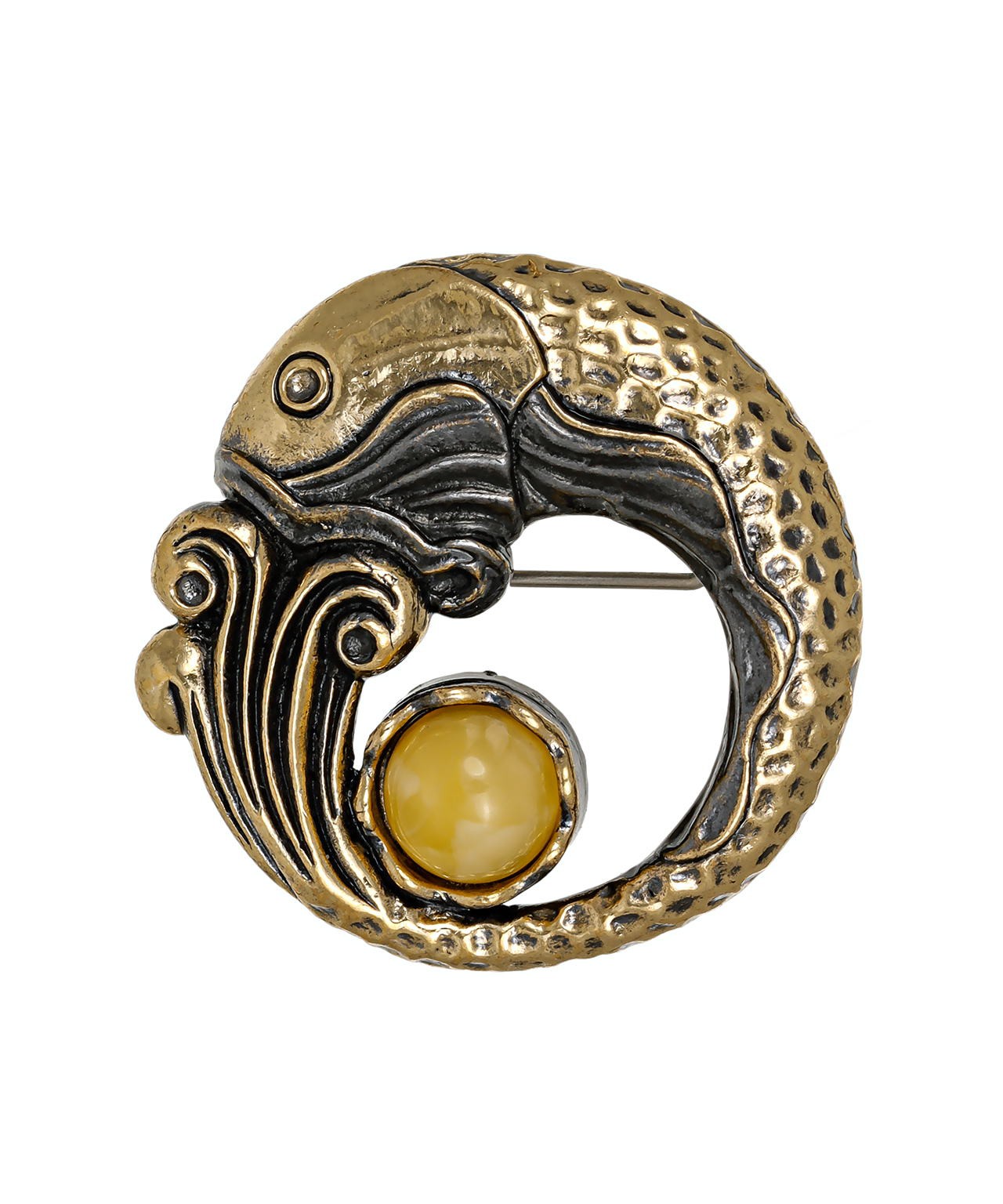 картинка Брошь Рыбка Волна 2969.4-Б, белая от магазина El Corazon