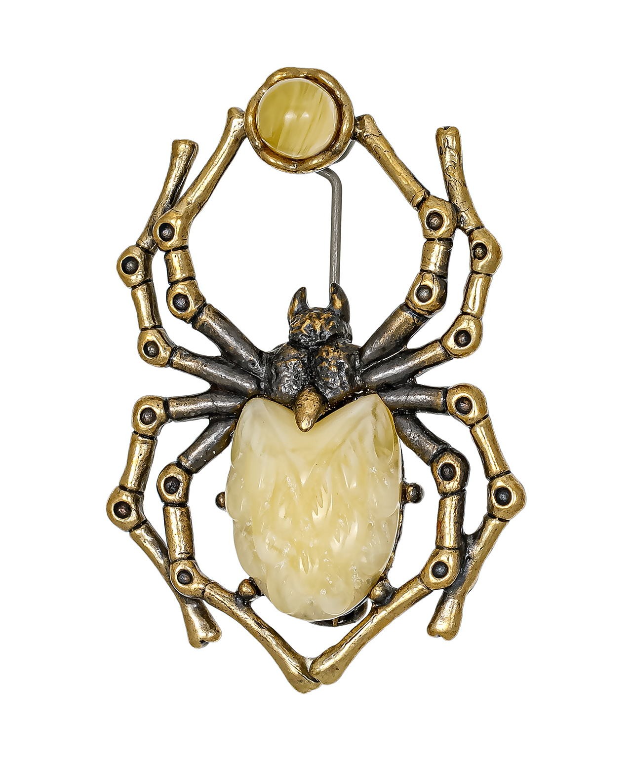 картинка Брошь Паук Цветочный 1368.4-Б, белая от магазина El Corazon