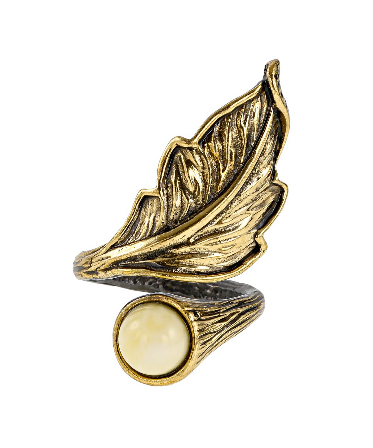 картинка Кольцо Листик Дуба 2437К-Б, белый от магазина El Corazon