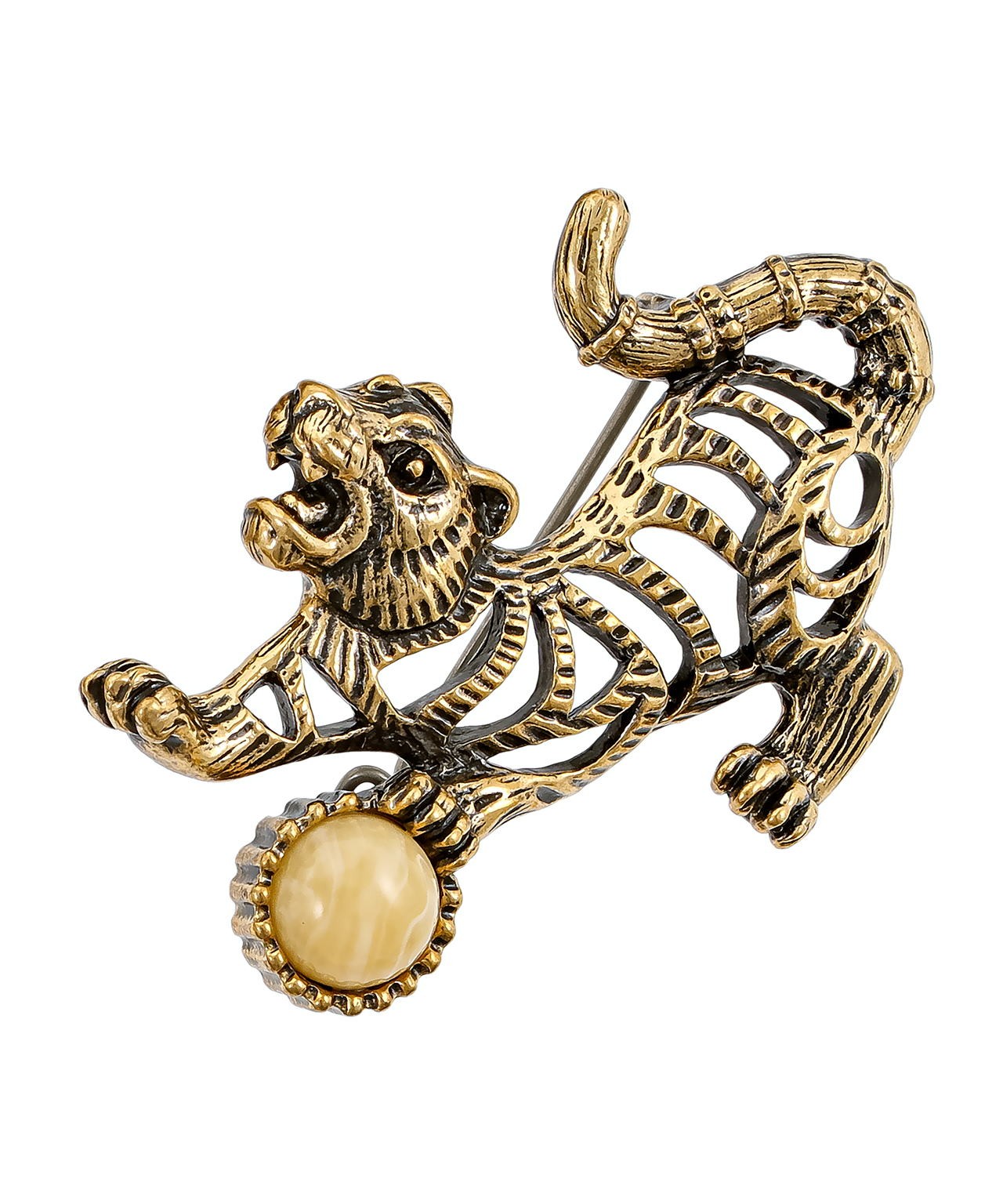 картинка Брошь Тигр 3840.4-Б, белый от магазина El Corazon