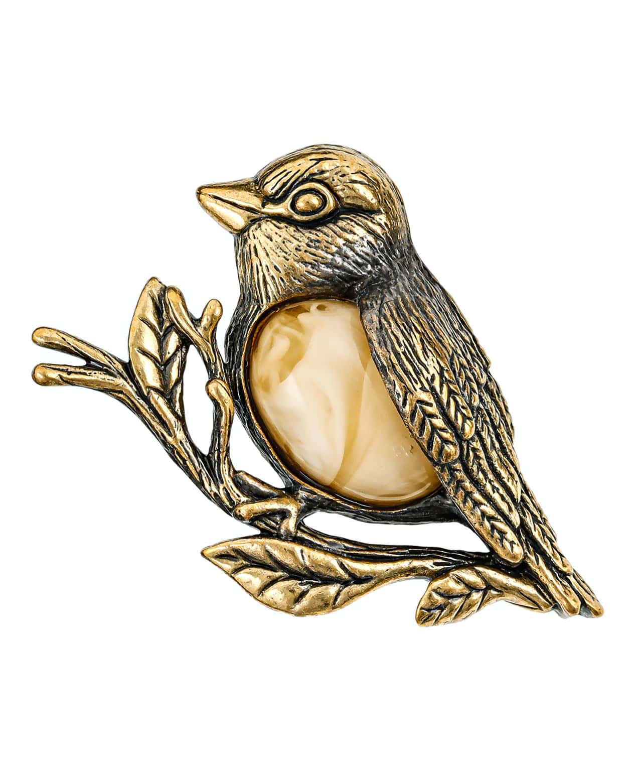 картинка Брошь Птица Синица 2861.4-Б, белая от магазина El Corazon