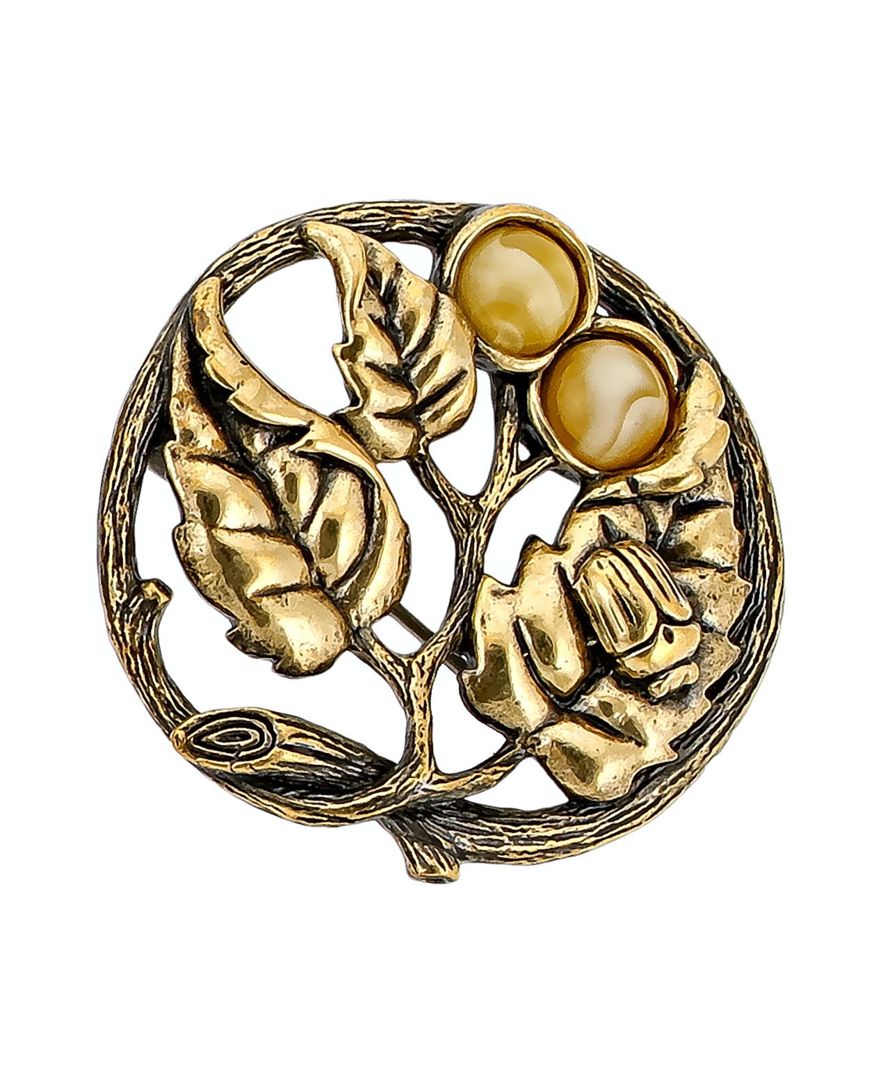 картинка Брошь Сирень Круг 665.4-Б, белая от магазина El Corazon