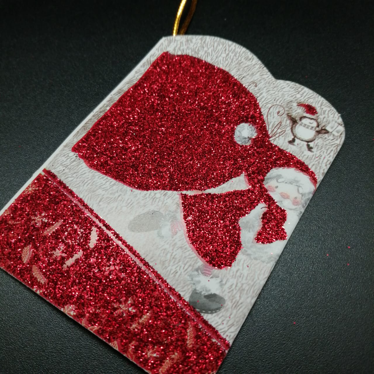 картинка Подвесная Новогодняя открытка с блестящей отделкой 01 от магазина El Corazon