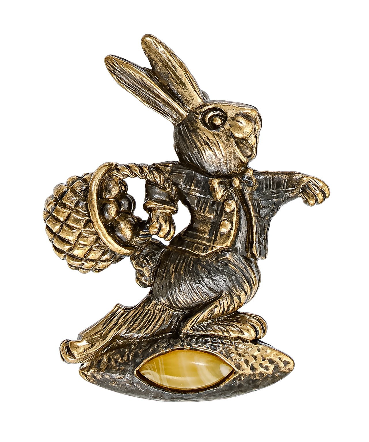 картинка Брошь Заяц Пасхальный 1079.4-Б, белый от магазина El Corazon