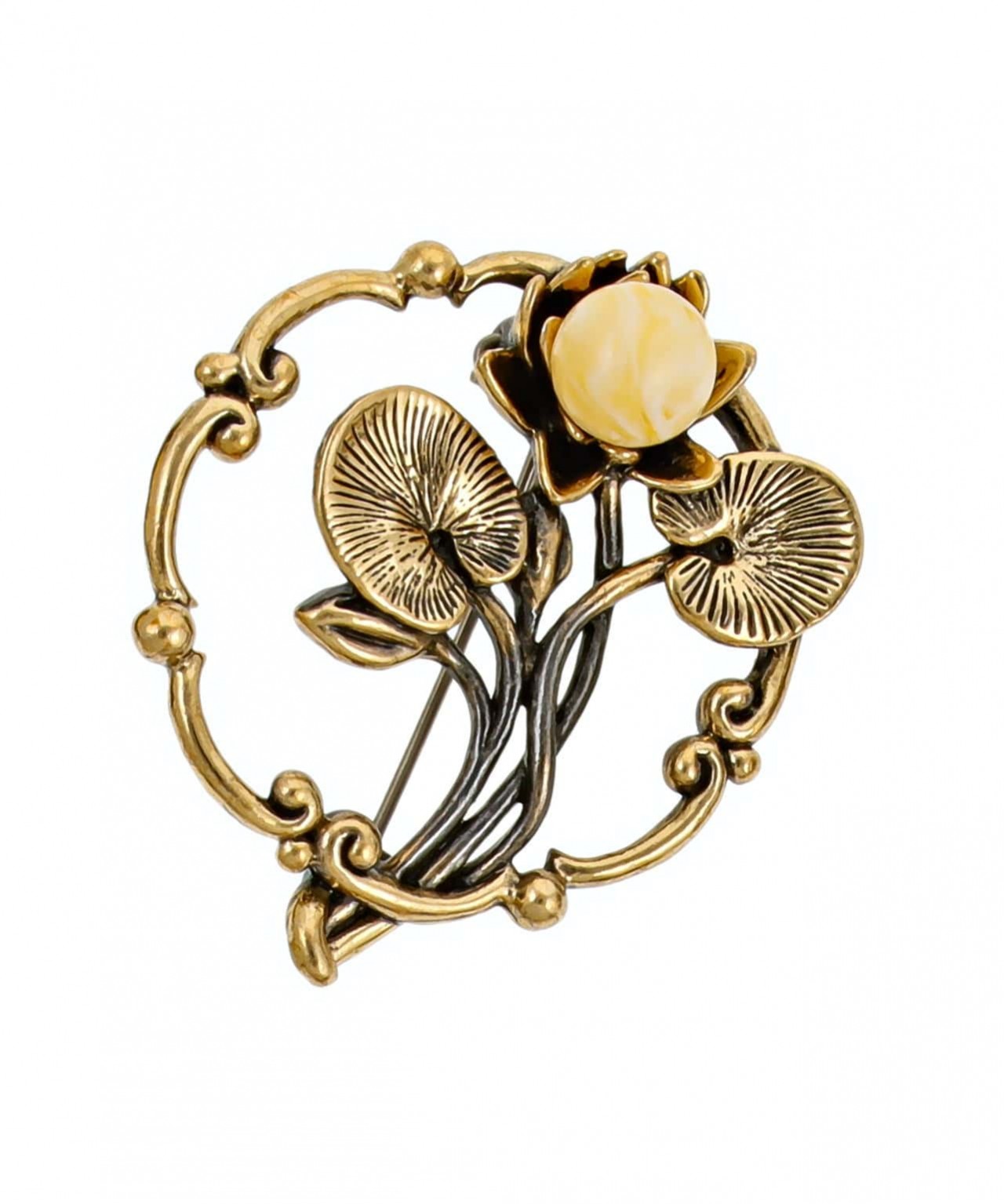 картинка Брошь Цветок Водянная Лилия 3518.4-Б, белая от магазина El Corazon