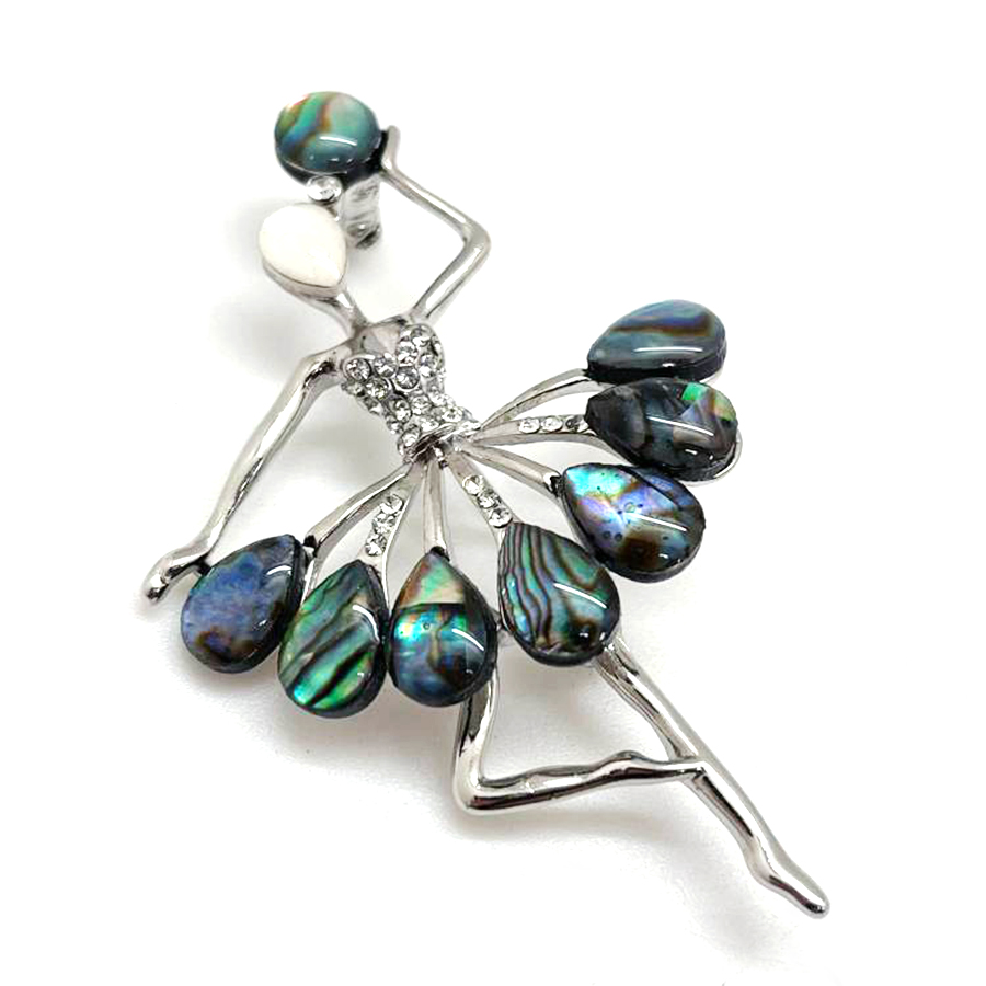 картинка BR0468 Брошь - подвеска "Балерина с шаром" с перламутром (Гелиотис)  от магазина El Corazon