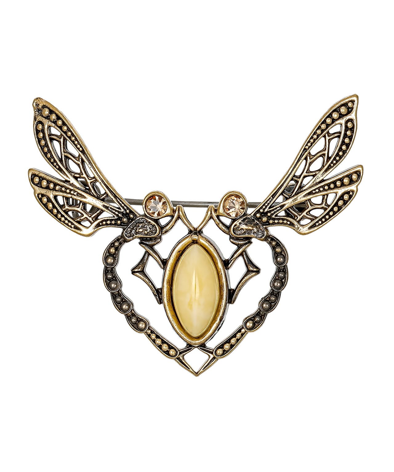 картинка Брошь Стрекозки Сердце 902.4-Б, белая от магазина El Corazon