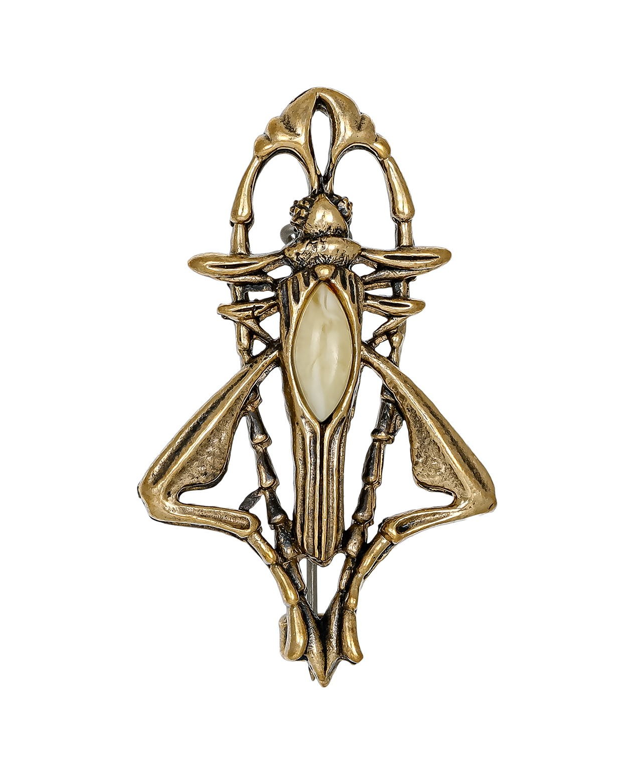 картинка Брошь Кузнечик Мормон 975.4-Б, белая от магазина El Corazon