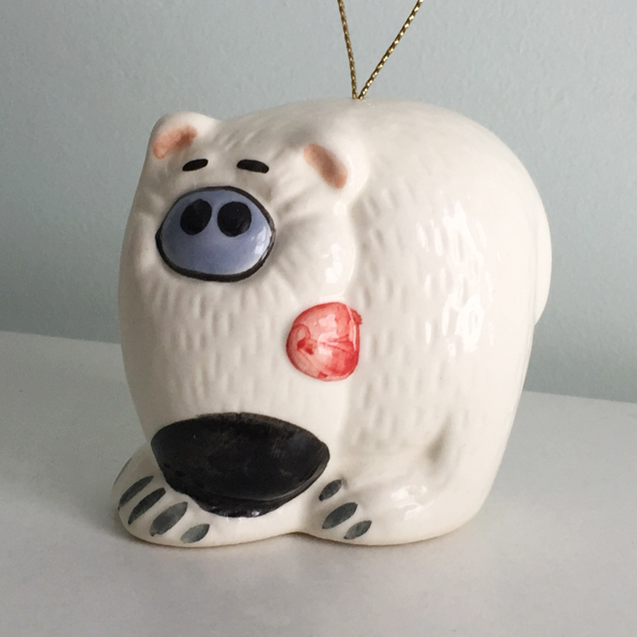 картинка Фаянсовая ёлочная игрушка Белый медведь Sr-VH-374 от магазина El Corazon