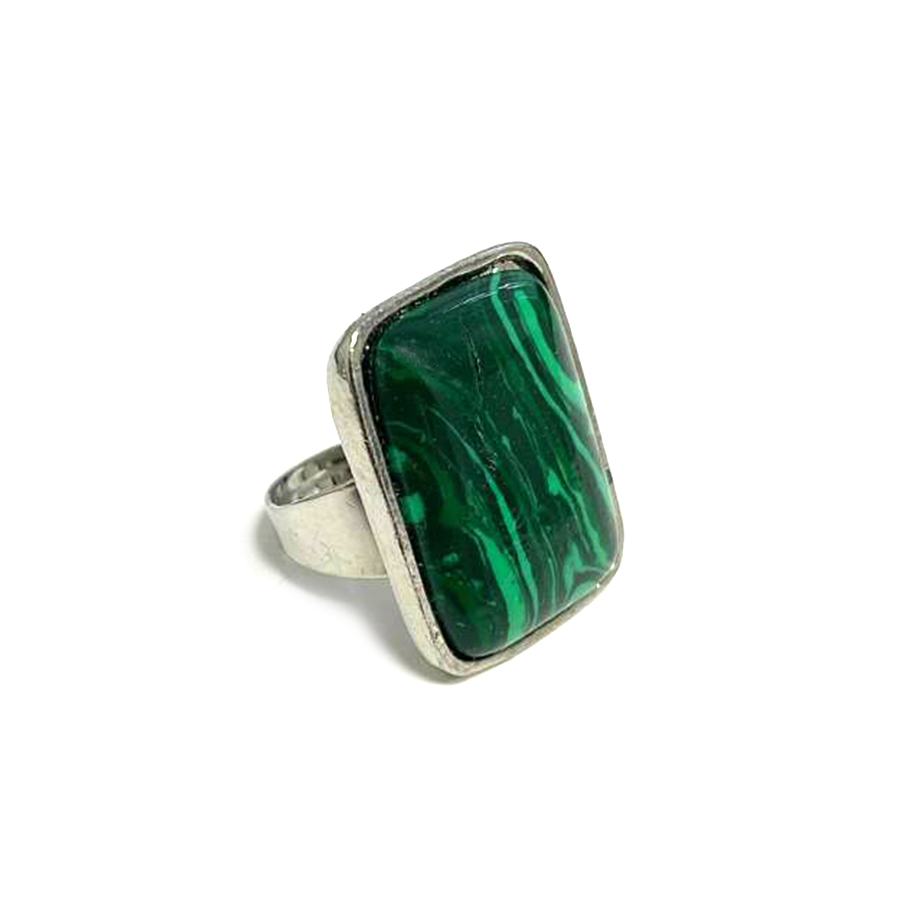 картинка Кольцо Прямоугольник из прессованного малахита Ring-044 от магазина El Corazon