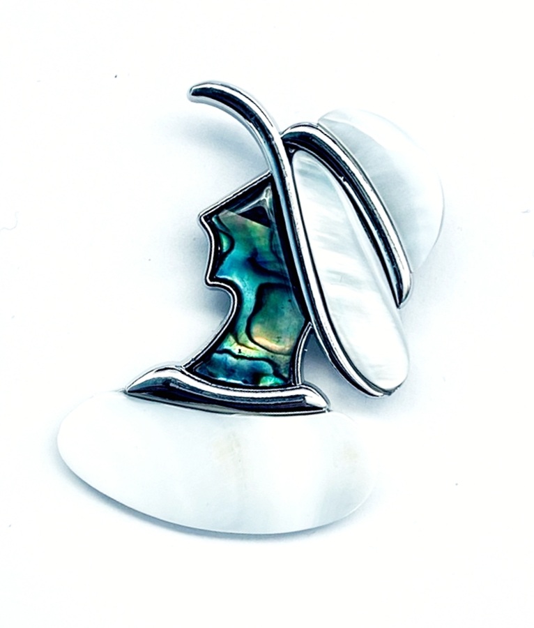 картинка BR0542 Брошь-подвеска "Дама в шляпке 2" с перламутром (Гелиотис) от магазина El Corazon