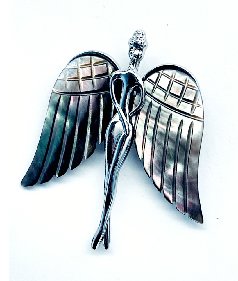картинка Брошь-подвеска Ангел с перламутром (Гелиотис) Kul225 от магазина El Corazon