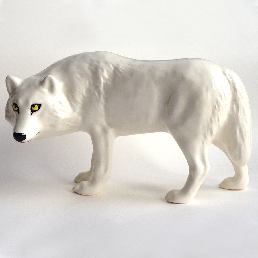 картинка Фаянсовая скульптура Волк белый Sr-VH-346 от магазина El Corazon