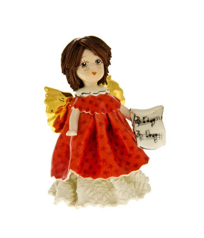 картинка Фарфоровая статуэтка "Ангел с нотами в красном"  ZP-80181 от магазина El Corazon