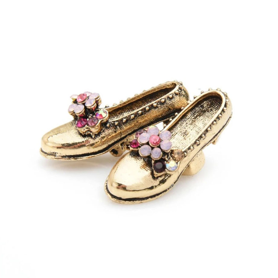 картинка Брошь Туфельки винтажные с цветком  ALBR0384 от магазина El Corazon