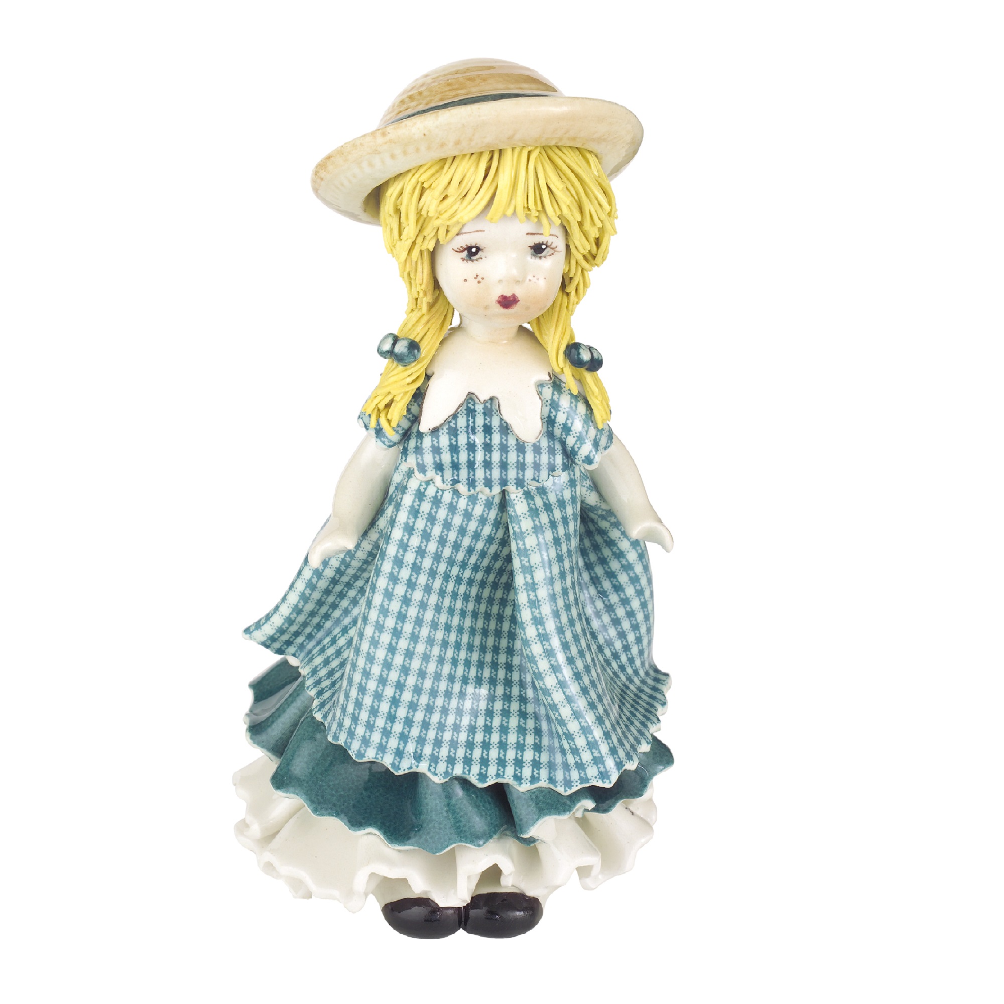 картинка Фарфоровая статуэтка "Куколка в бирюзовом платье" стоящая ZP-00018 от магазина El Corazon