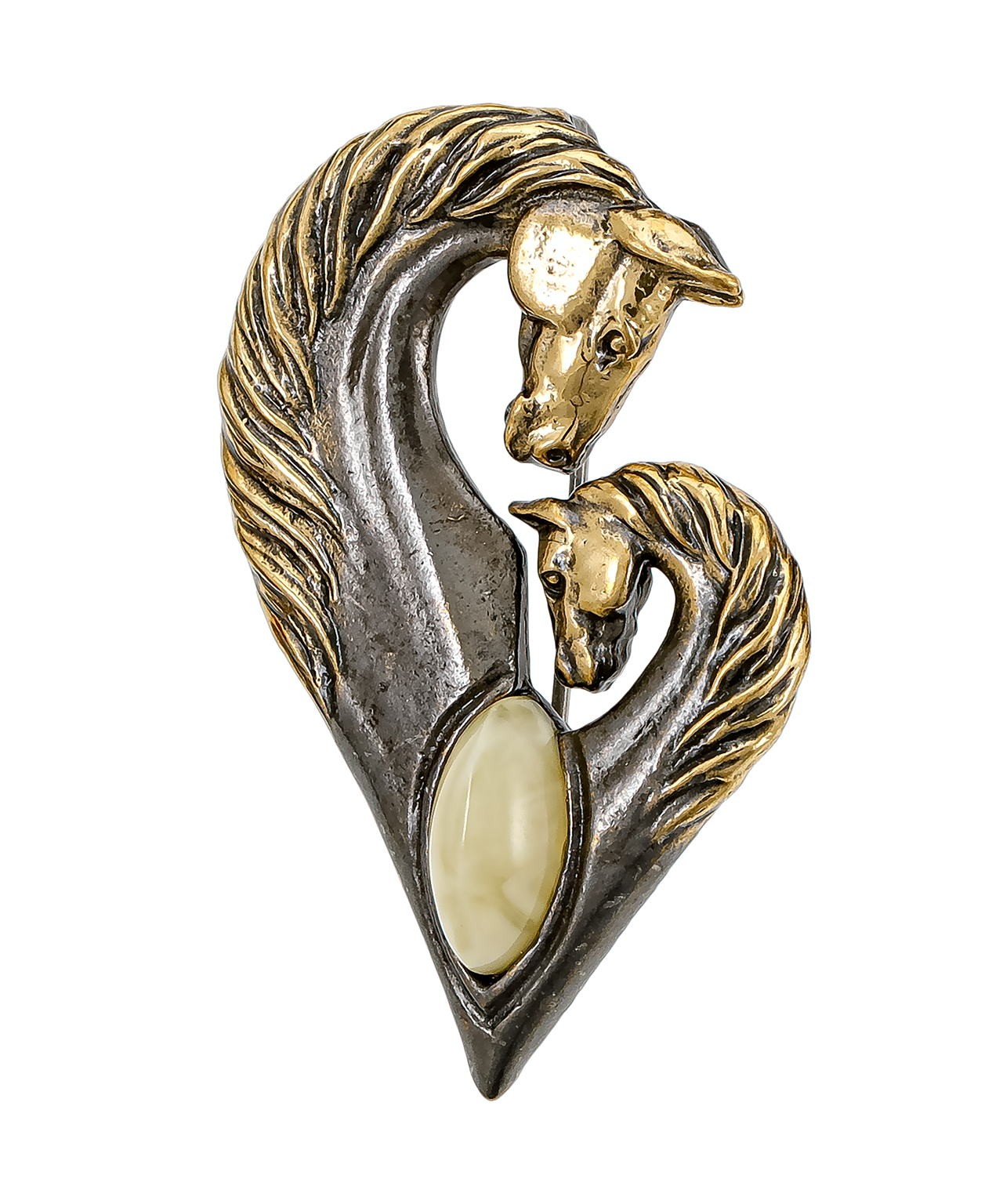картинка Брошь Кони Сердце 3898.4-Б, белый от магазина El Corazon