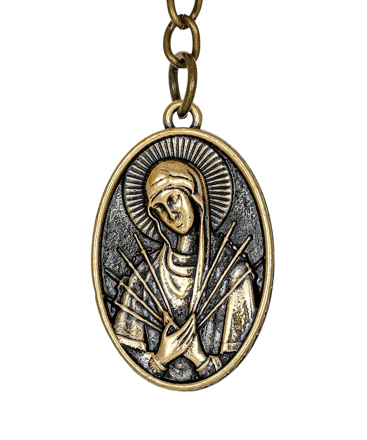 картинка Брелок Икона Семистрельная Богородица Овал 3892 от магазина El Corazon