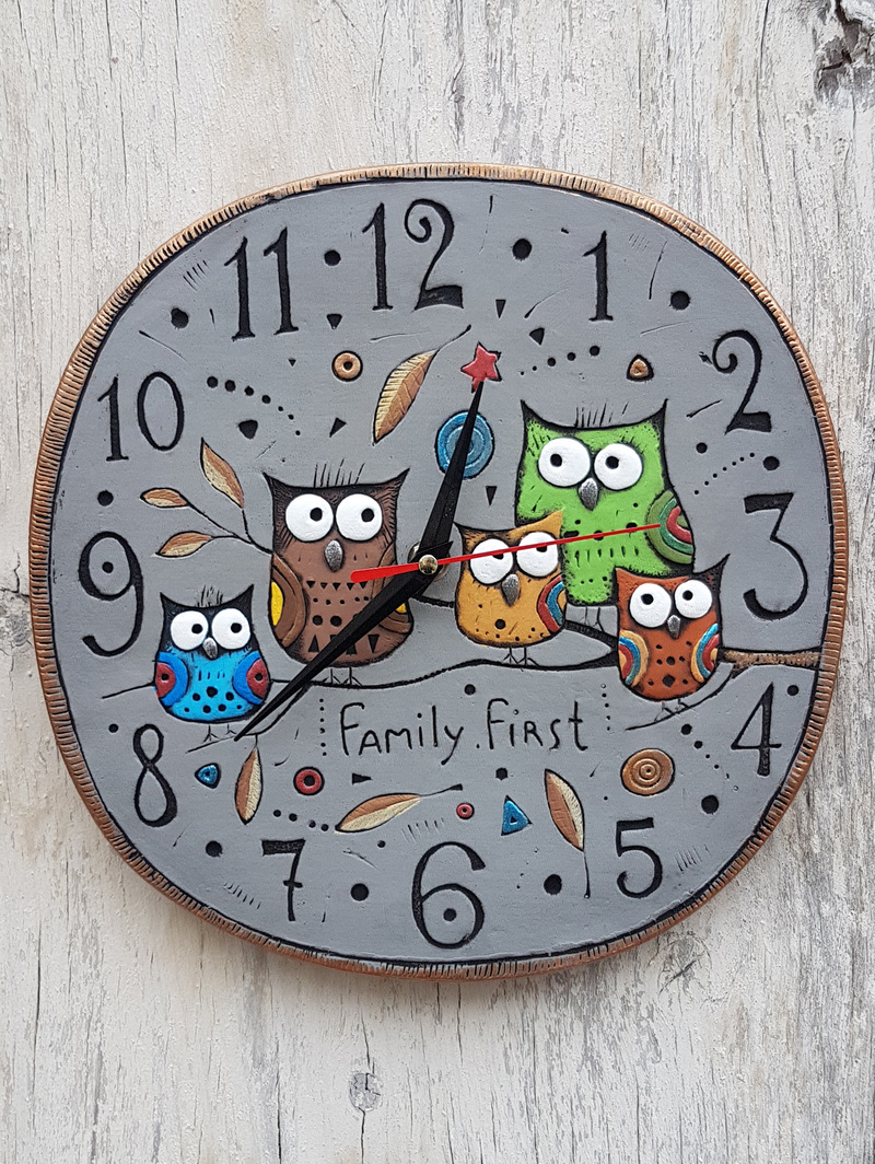 картинка Настенные часы "Совы семья" CF-Cl-243 от магазина El Corazon