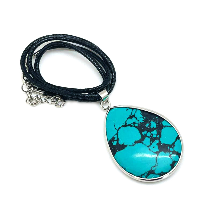 картинка Подвеска бижутерная, имитация зелёной бирюзы, на шнурке 45 см Kul218 от магазина El Corazon