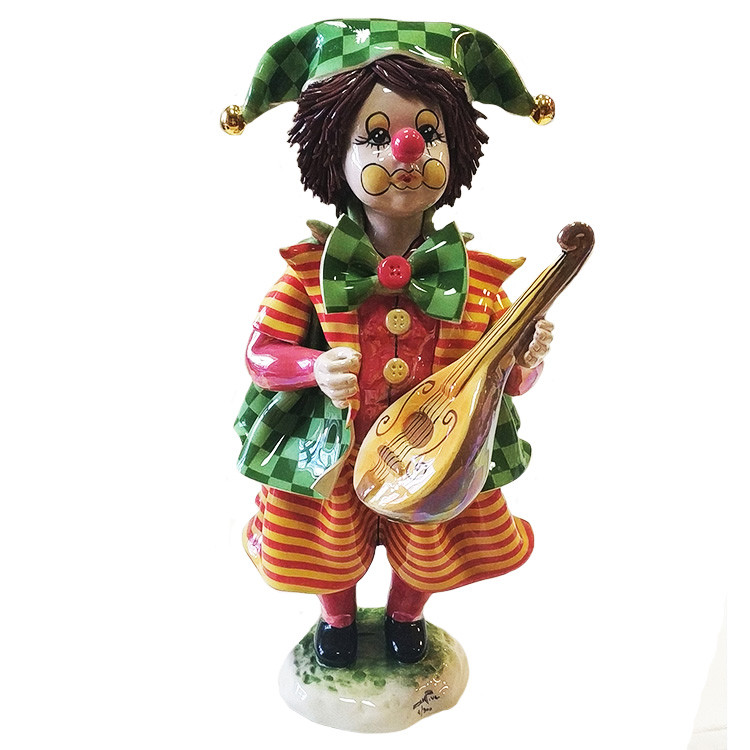 картинка Фарфоровая статуэтка "Клоун с мандолиной" ZP-20119 от магазина El Corazon