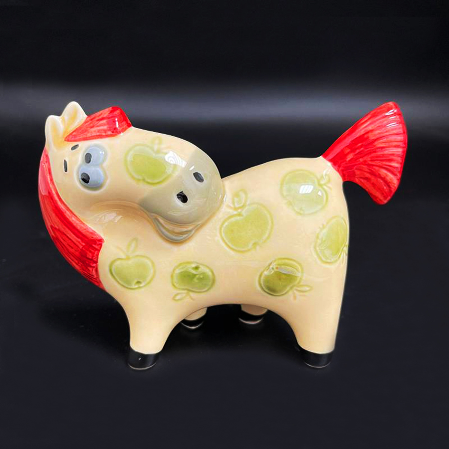 картинка Фаянсовая скульптура Конь в яблоках бежевый Sr-VH-389 от магазина El Corazon