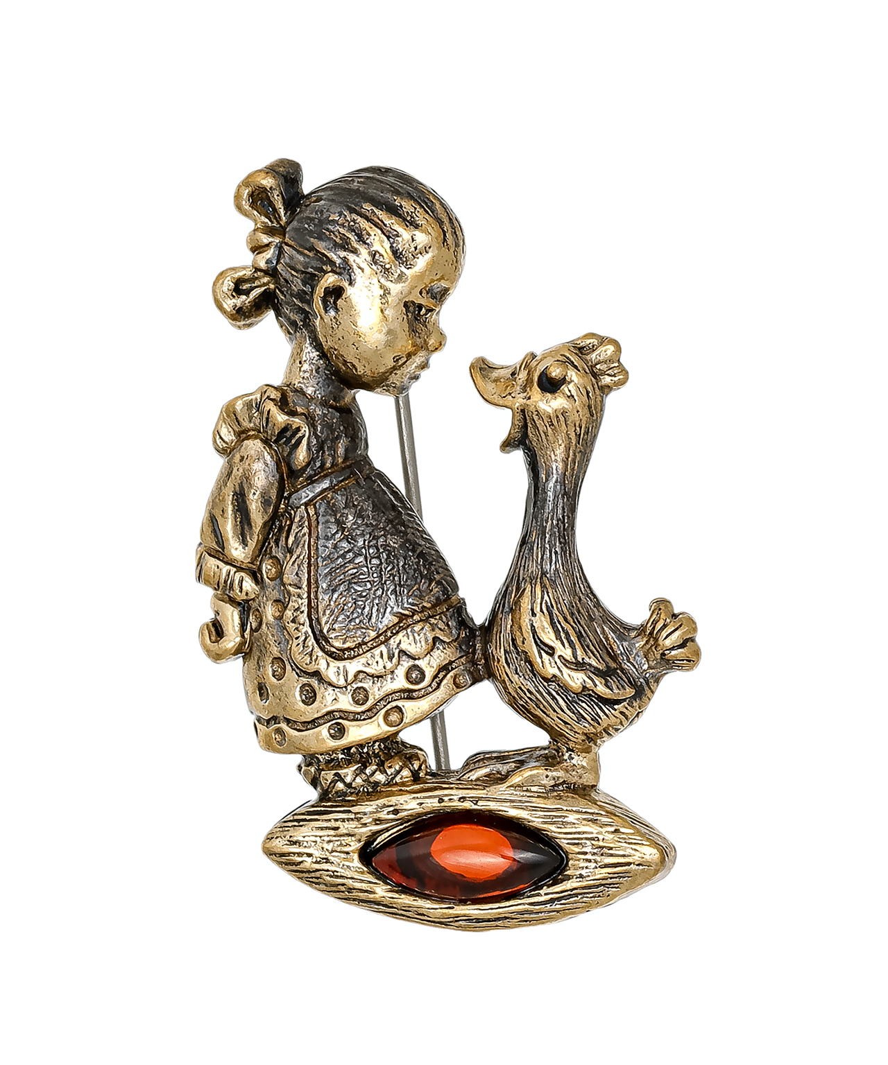 картинка Брошь Девочка и уточка 3420.4 от магазина El Corazon