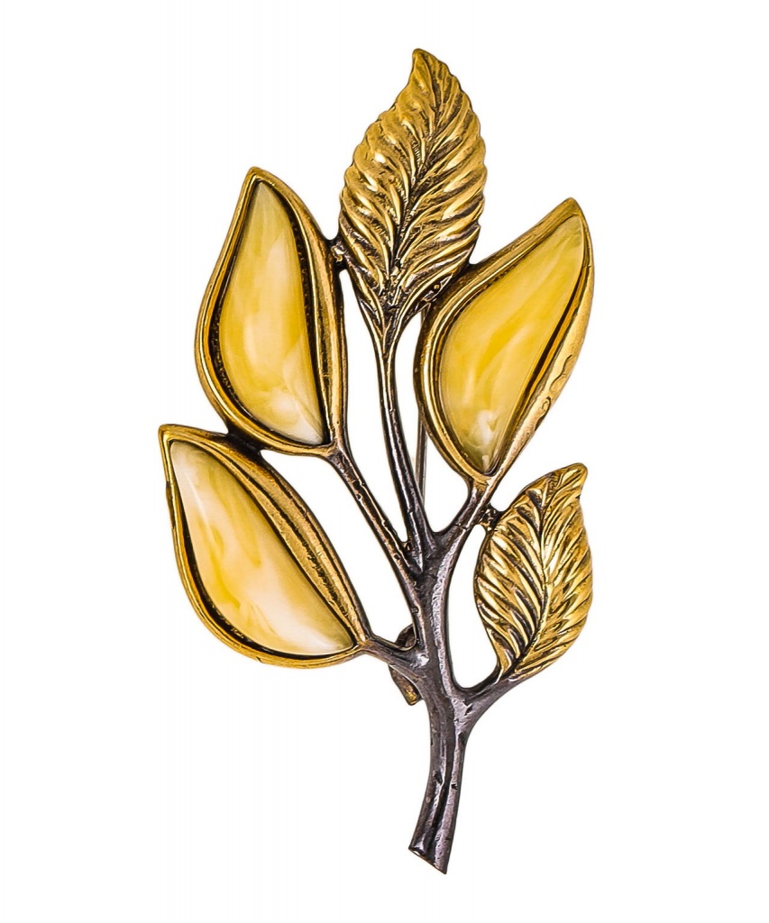 картинка Брошь веточка осень 2175.4-Б, белый от магазина El Corazon