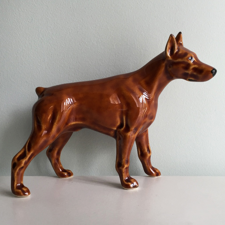 картинка Фаянсовая скульптура Доберман коричневый Sr-VH-345 от магазина El Corazon