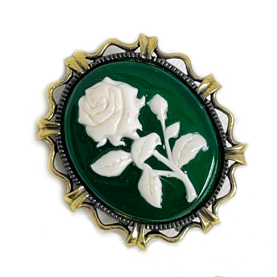картинка Брошь-подвеска Камея Роза 2614.4-Х, зеленая от магазина El Corazon