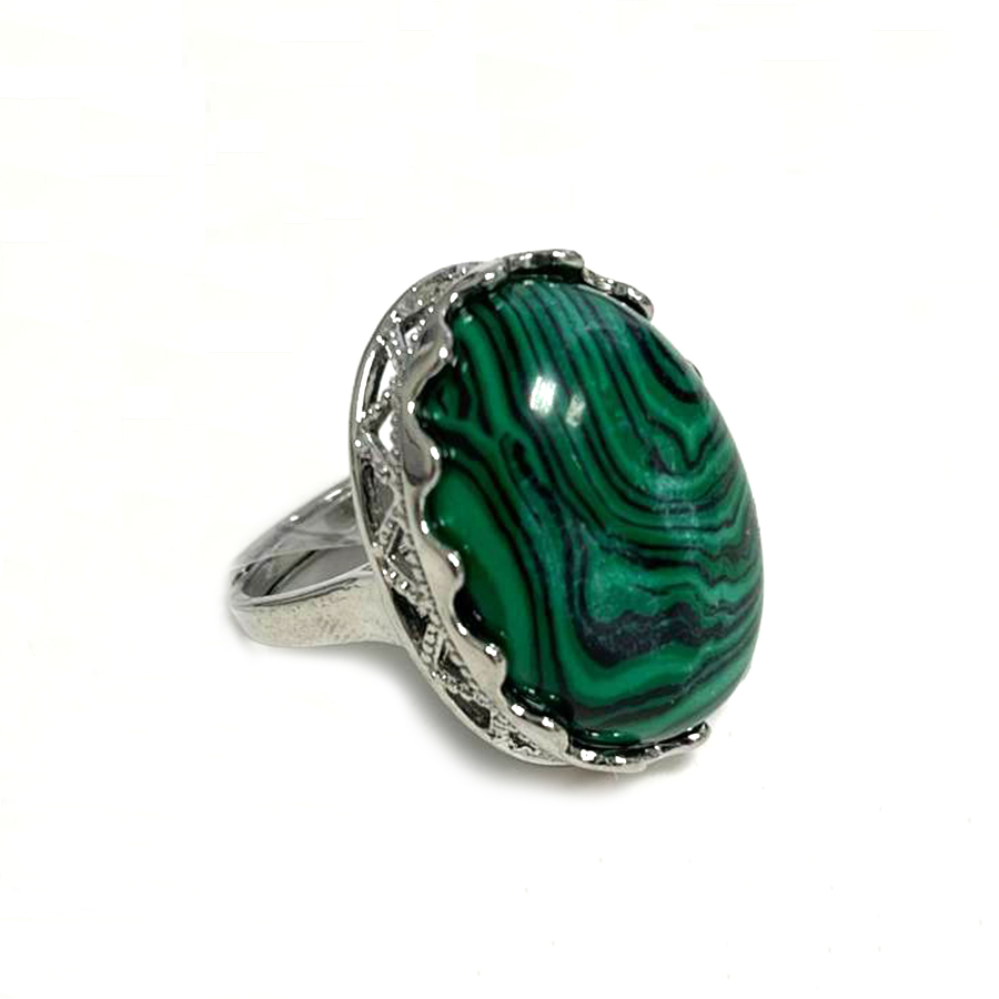 картинка Кольцо Овал-3 из прессованного малахита Ring-036 от магазина El Corazon