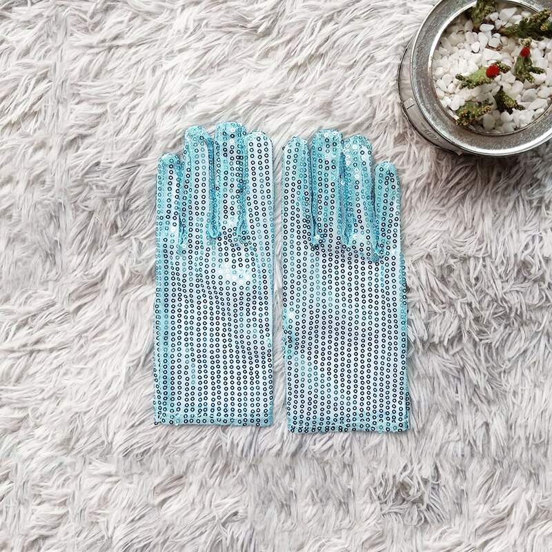 картинка Трикотажные перчатки с пайетками, небесно голубые glov-39  от магазина El Corazon