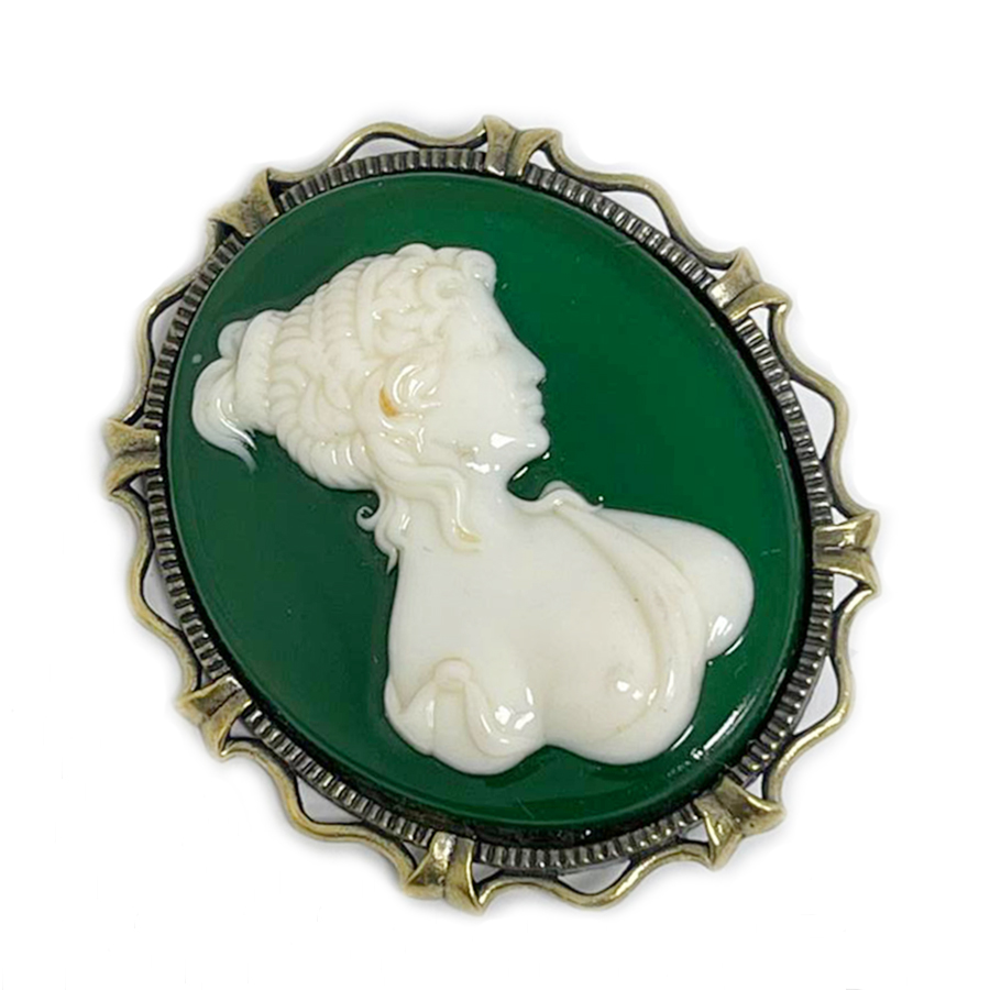 картинка Брошь Камея 2290.4-Х, зеленая от магазина El Corazon