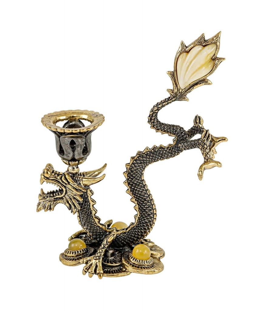 картинка Подсвечник Дракон Водный б/п 3079.1-Б, белый от магазина El Corazon