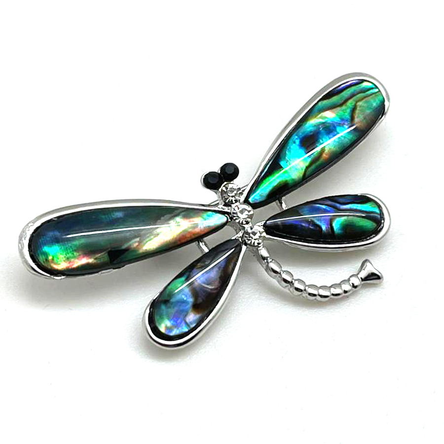 картинка BR0458 Брошь "Стрекоза" из Перламутра (Гелиотис) от магазина El Corazon