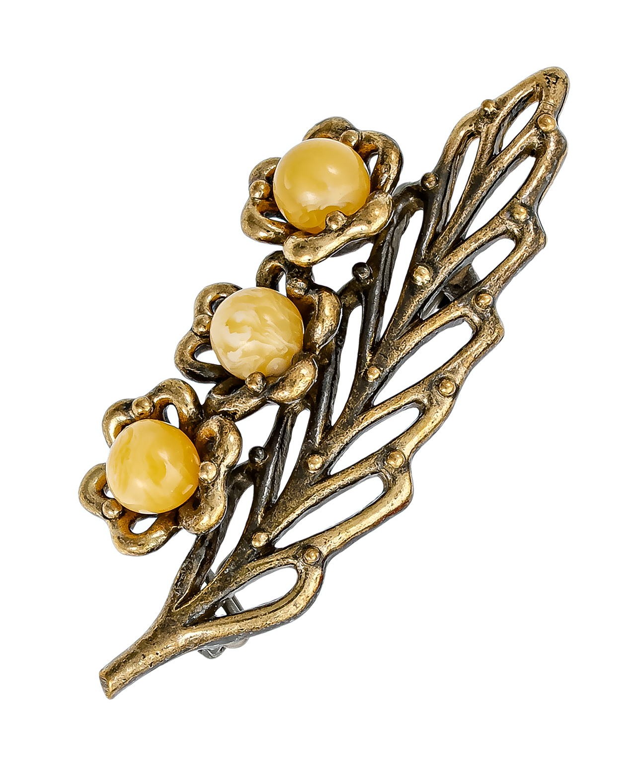 картинка Брошь Веточка Цветы 1324.4-Б, белый от магазина El Corazon