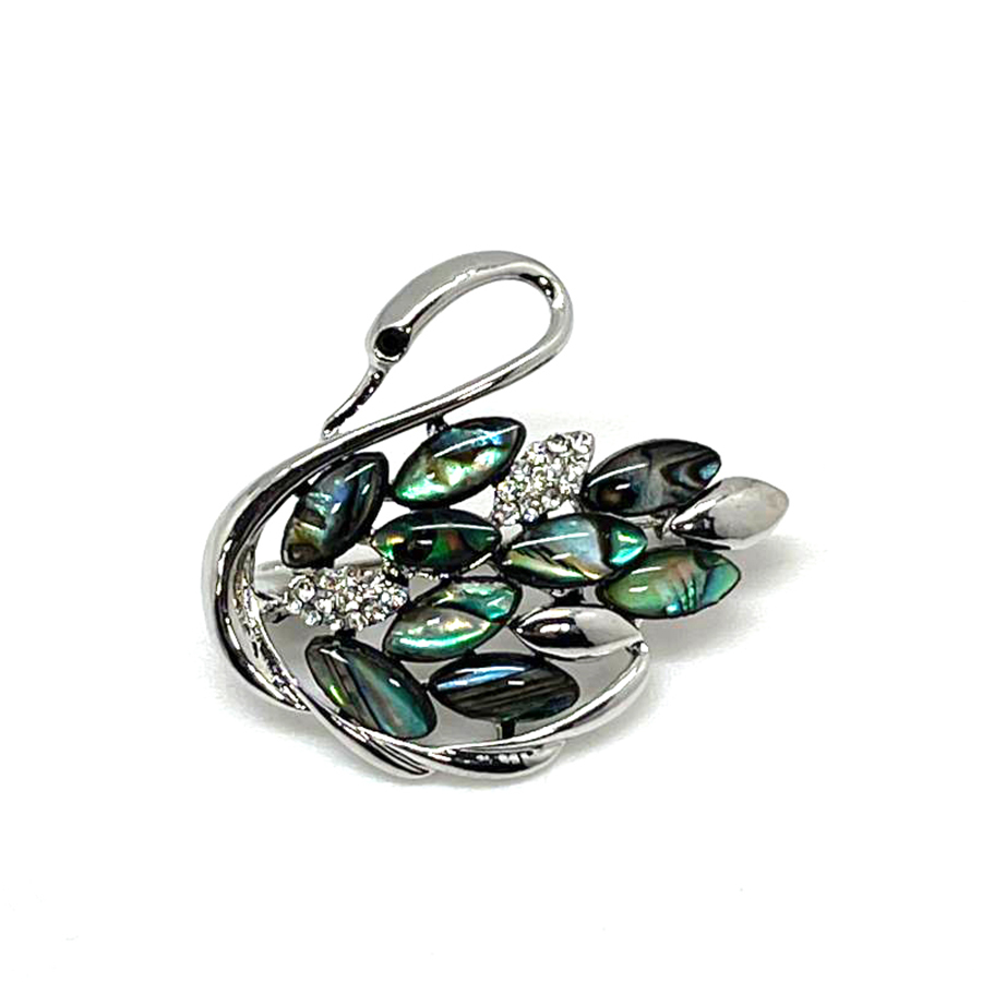 картинка BR0508 Брошь "Лебедь" с перламутром (Гелиотис)   от магазина El Corazon