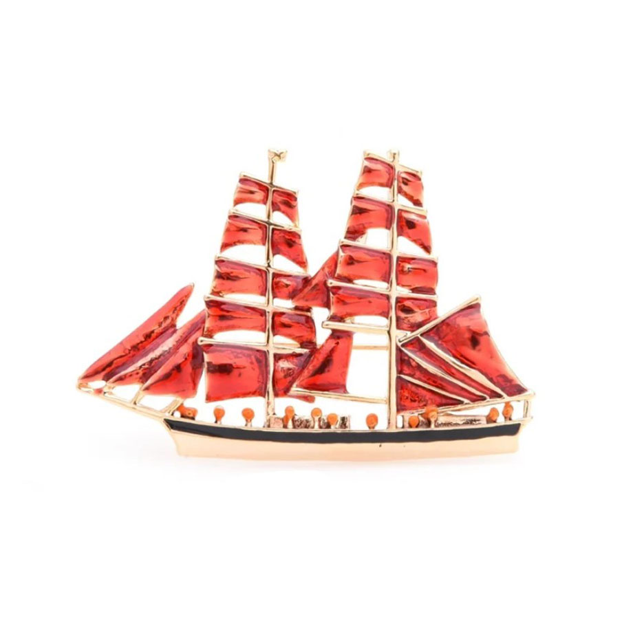 картинка Брошь Парусник алые паруса малый ALBR0401 от магазина El Corazon