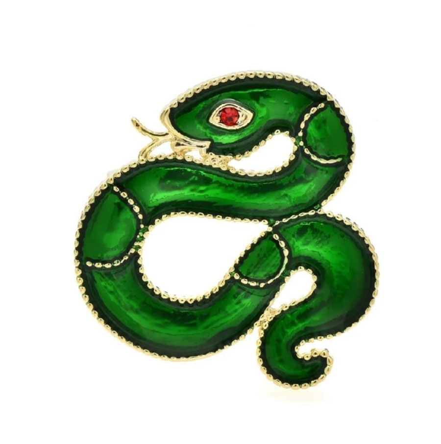 картинка Брошь Змейка зеленая ALBR0392 от магазина El Corazon