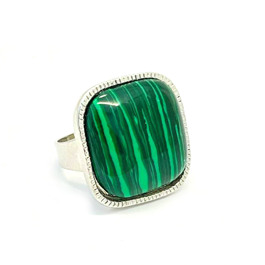 картинка Кольцо Квадрат-2 из прессованного малахита Ring-043 от магазина El Corazon
