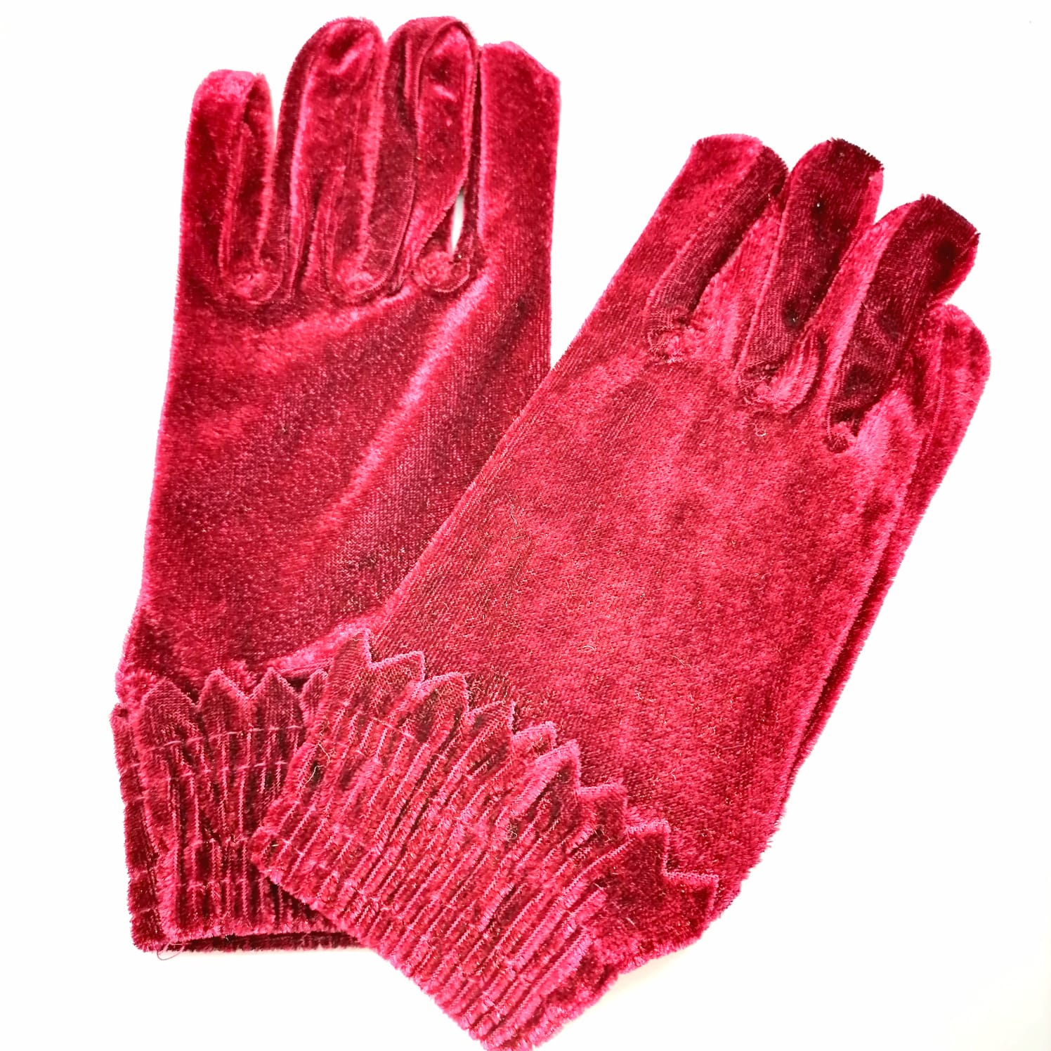 картинка Трикотажные - велюровые перчатки, красные glov-17 от магазина El Corazon