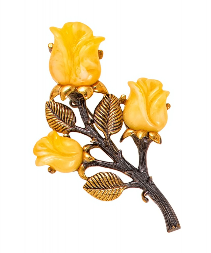 картинка Брошь Розы 2202.4-Б, белая от магазина El Corazon