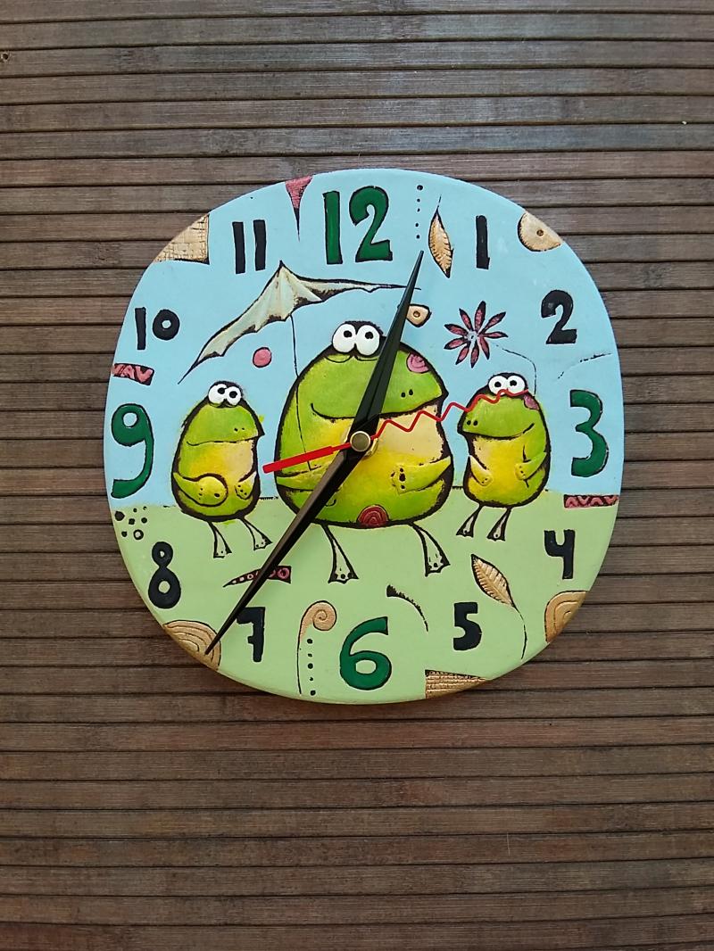 картинка Настенные часы "3 Лягушки" CF-Cl-097 от магазина El Corazon