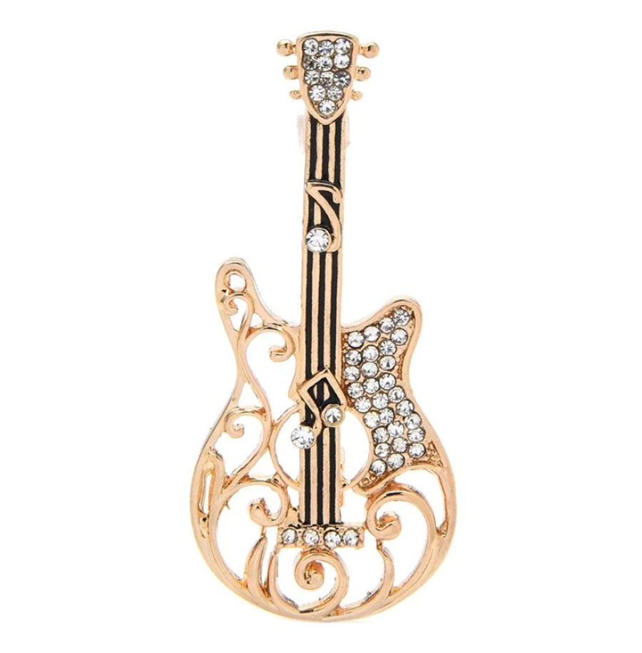 картинка Брошь Гитара золотая ALBR0389 от магазина El Corazon