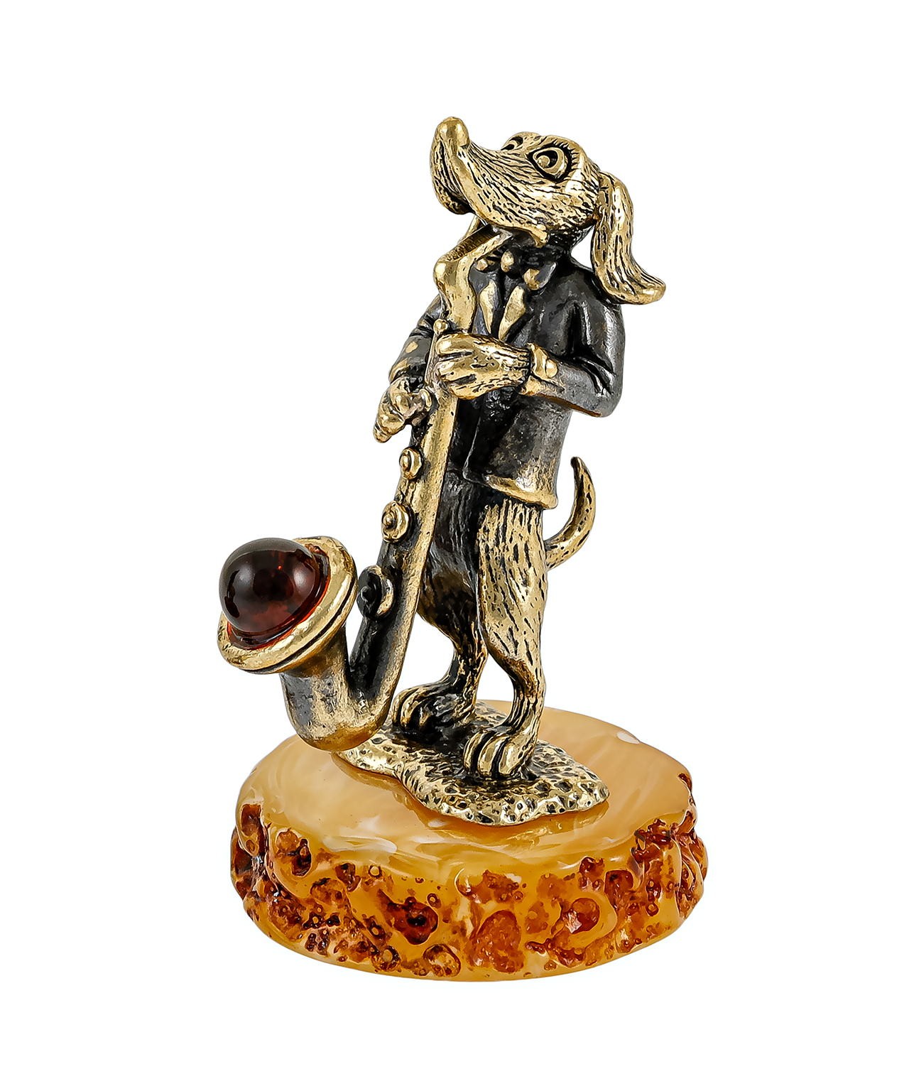 картинка Собака Такса Саксофонист 3690-Б, белый от магазина El Corazon