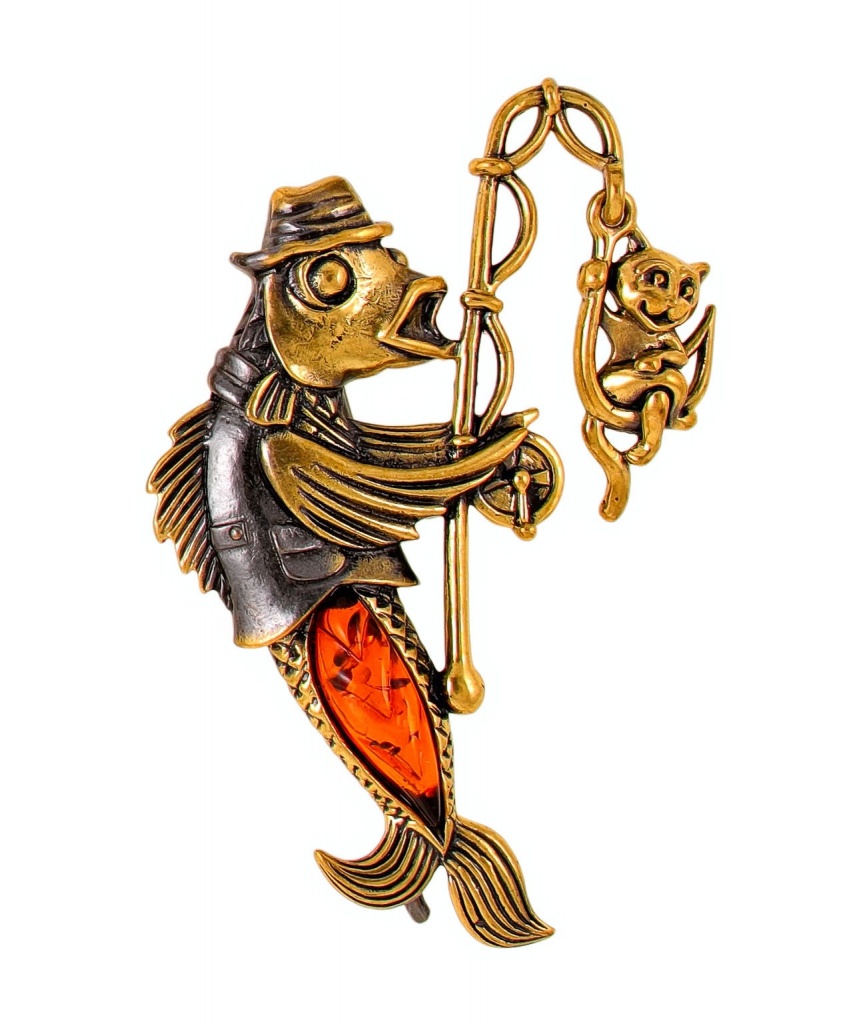 картинка Брошь Рыбка удачный рыбак 2207.4 от магазина El Corazon