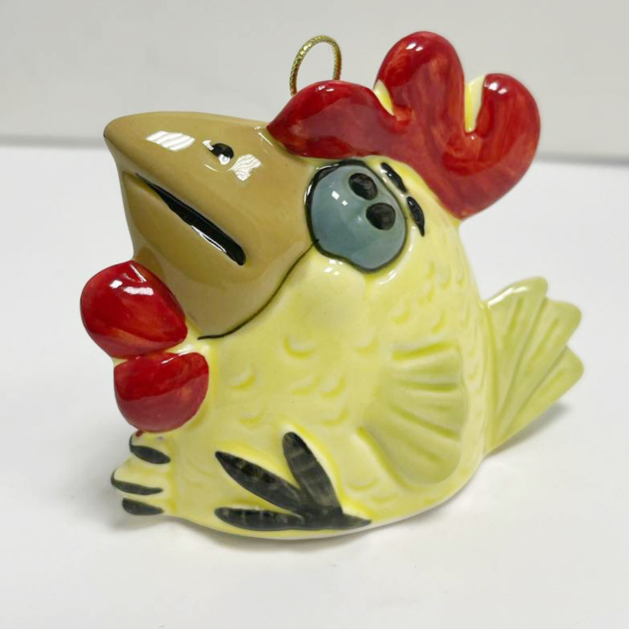картинка Фаянсовая ёлочная игрушка Петух желтый Sr-VH-381 от магазина El Corazon