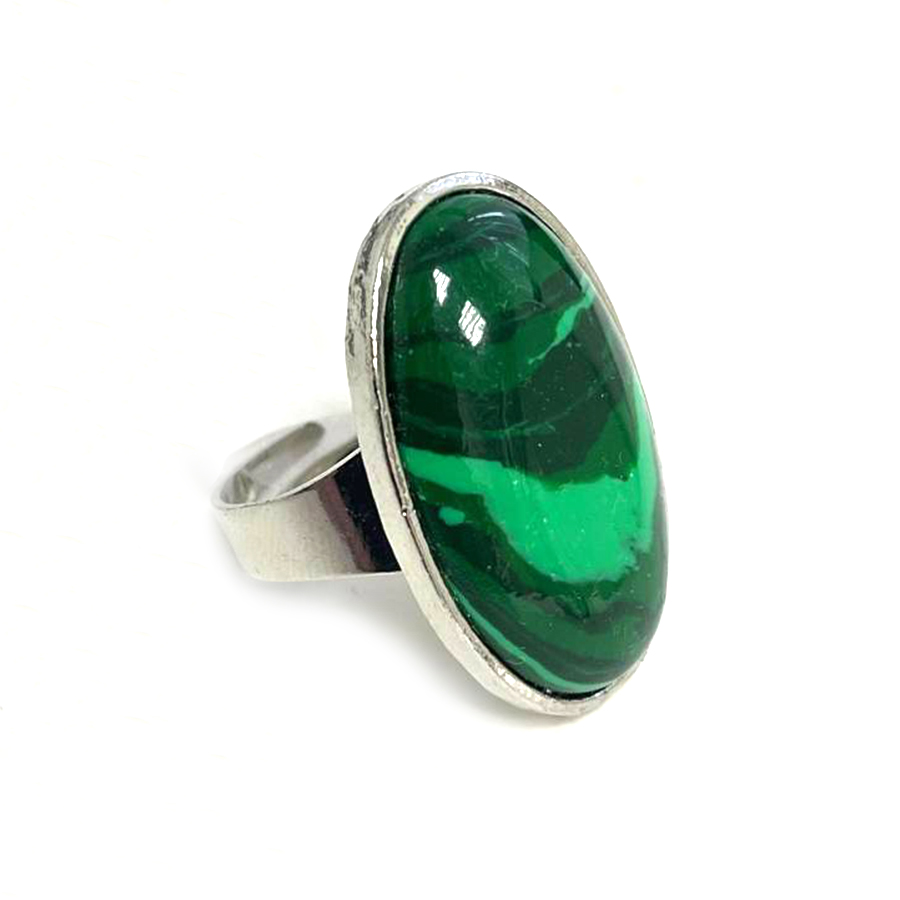 картинка Кольцо Овал-2 из прессованного малахита Ring-035 от магазина El Corazon